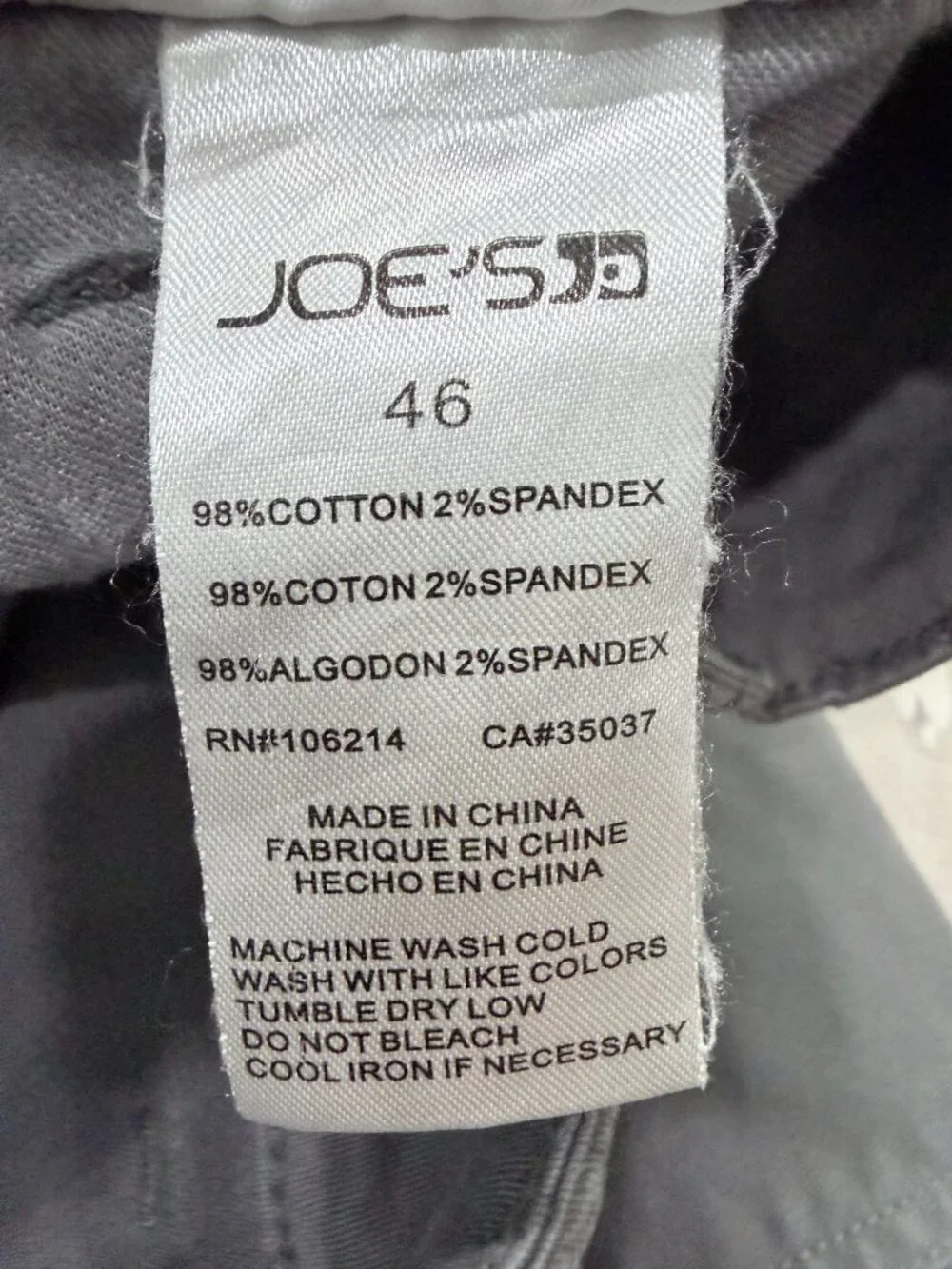 Joe’s Jeans The Classic Straight Leg Gray Stretch Chino Pants Men’s 46 Short